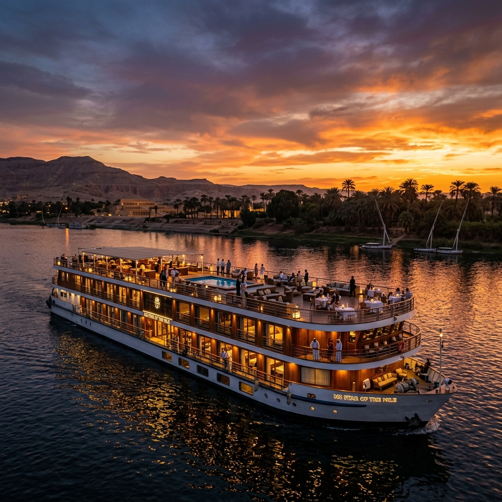 Nile cruise at dusk — Aswan luxury